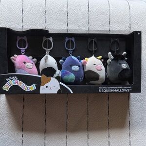 NWT Select Series Squishmallows Plush Cow Clip Keychain Set